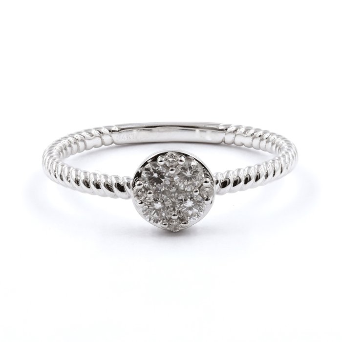 Ring - 14 karat Hvidguld -  0.24ct. tw. Diamant (Natur)