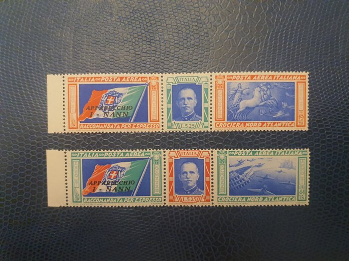 Italien Kongerige 1933 - Airmail North Atlantic Cruise Triptychs I-NANN komplet sæt ny MNH** - sassone serie 1509