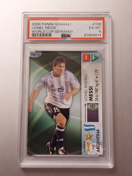 2006 Panini Goaaal! World Cup Germany Lionel Messi #106 Rookie PSA 6 Graded card