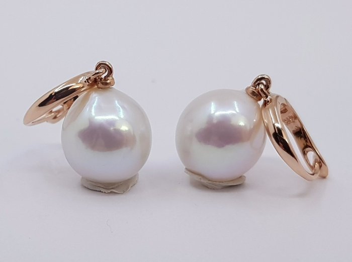 Øreringe - 14 karat Rosaguld - 10x11mm Edison Pearls