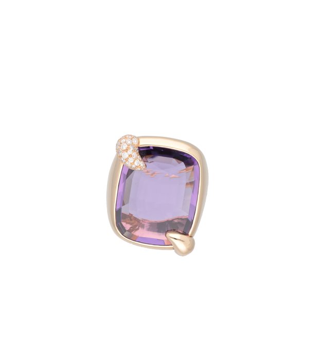 Pomellato - Ring - 18 kraat Rosaguld Ametyst - Diamant