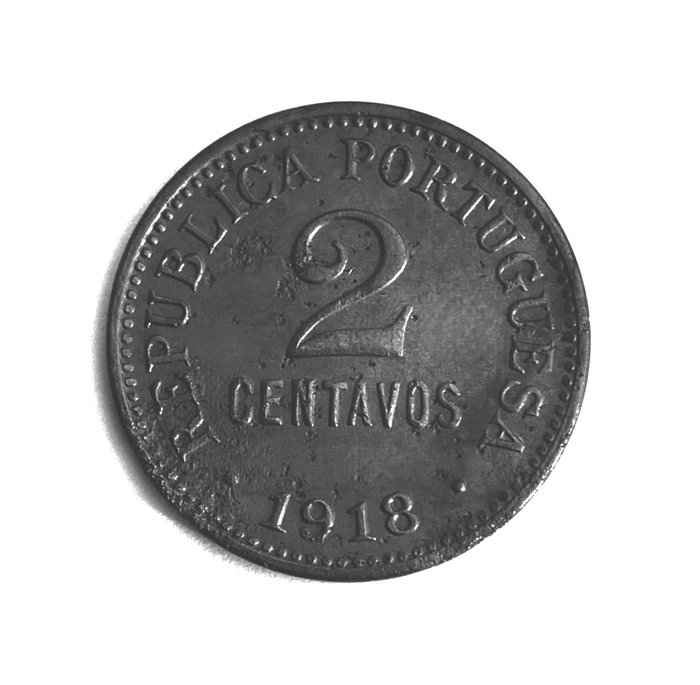 Portugal Republic 2 Centavos - 1918 - Ferro - Rara  (Ingen mindstepris)