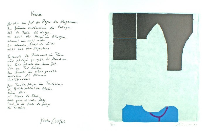 Giuseppe Santomaso (1907-1990) - Litho Nr. 7/200 ca. 38x28 cm, 3. Erker Treffen 1979, mit einem Text über Verona