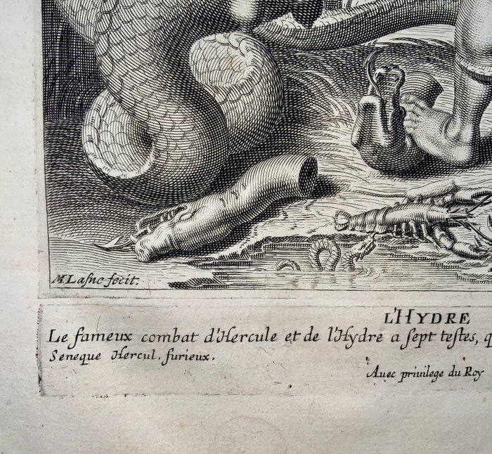 Michel Lasne (1590-1667) - Mythology: Hydra. Folio engraving. First State of 1630