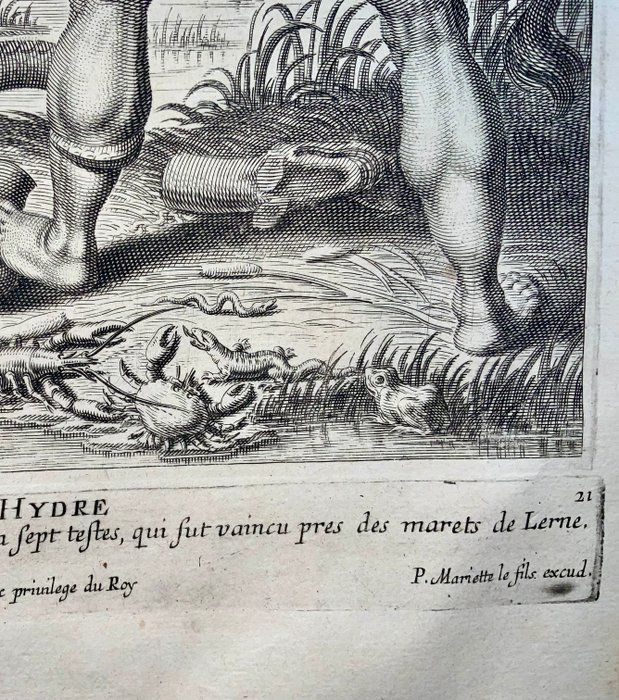 Michel Lasne (1590-1667) - Mythology: Hydra. Folio engraving. First State of 1630