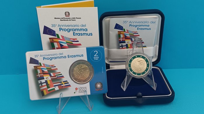 Italien. 2 Euro 2022 "Erasmus" Proof + BU  (Ingen mindstepris)