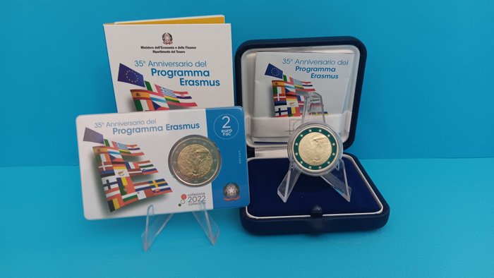 Italien. 2 Euro 2022 "Erasmus" Proof + BU  (Ingen mindstepris)