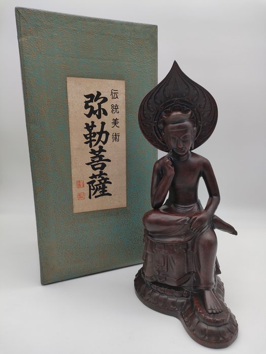 Miroku Bosatsu Statue in Koryu-ji Style, Wood-carving Look, Late Showa Period - Statue Træ - Japan