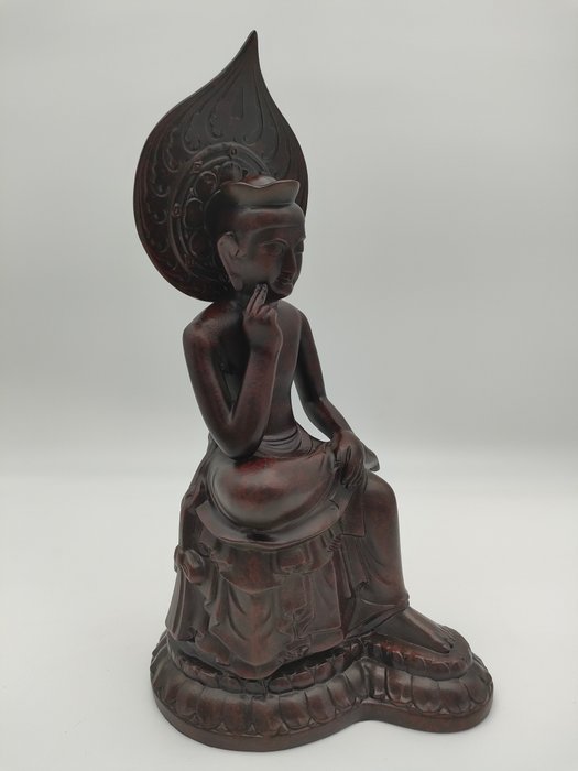 Miroku Bosatsu Statue in Koryu-ji Style, Wood-carving Look, Late Showa Period - Statue Træ - Japan