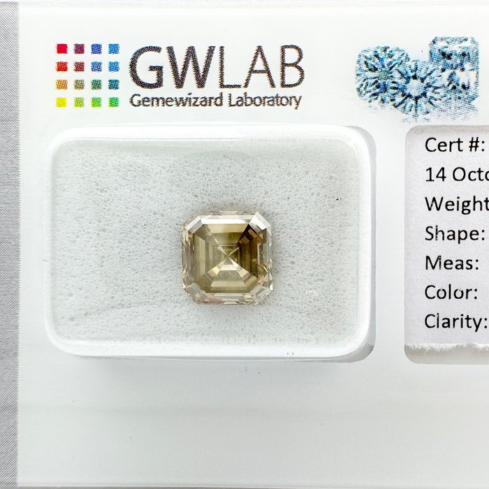 Ingen mindstepris - 1 pcs Diamant  (Naturfarvet)  - 1.72 ct - Firkantet med slebne hjørner - Fancy deep Grå - SI1 - Gemewizard Gemological Laboratory (GWLab)