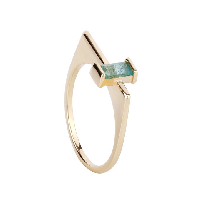 Ring - 14 karat Gulguld -  0.36ct. tw. Smaragd