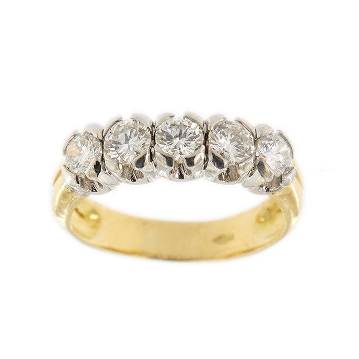 18 kraat Gulguld, Hvidguld - Ring - 1.00 ct Diamant