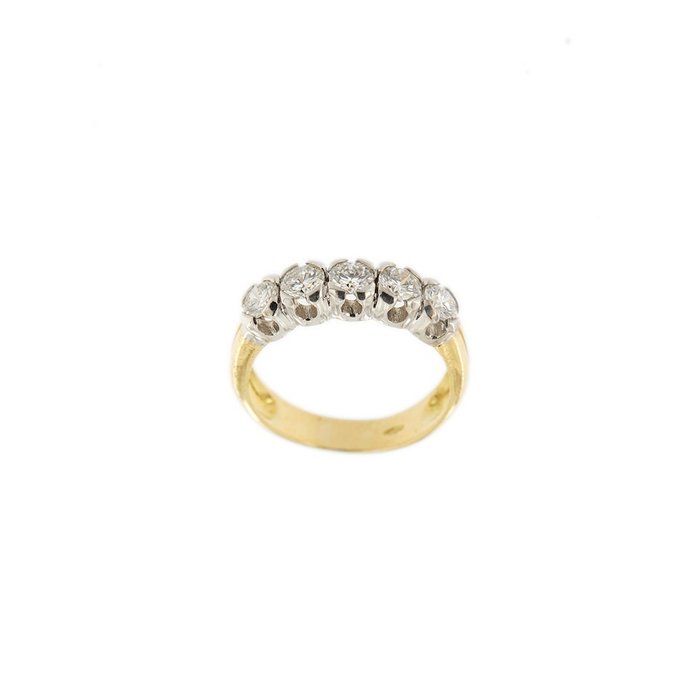 18 kraat Gulguld, Hvidguld - Ring - 1.00 ct Diamant