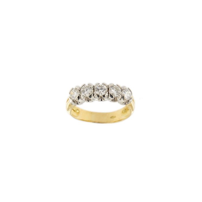 18 kraat Gulguld, Hvidguld - Ring - 1.00 ct Diamant