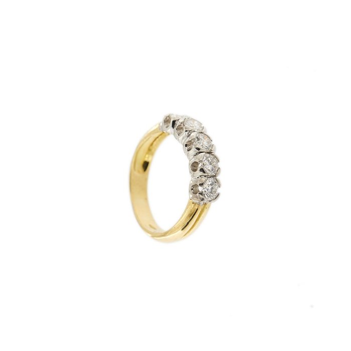 18 kraat Gulguld, Hvidguld - Ring - 1.00 ct Diamant