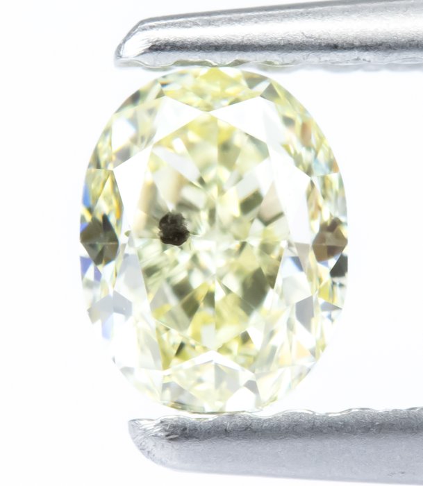 Ingen mindstepris - 1 pcs Diamant  (Naturfarvet)  - 0.42 ct - Oval - Light Gul - SI2 - Gem Report Antwerp (GRA)