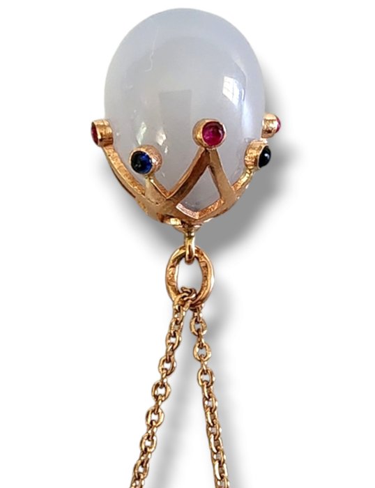 Vedhæng - 14 karat Gulguld, Imperial Russian Antique 56K Gold Egg Pendan Alexander Treiden (1880'erne-1917)