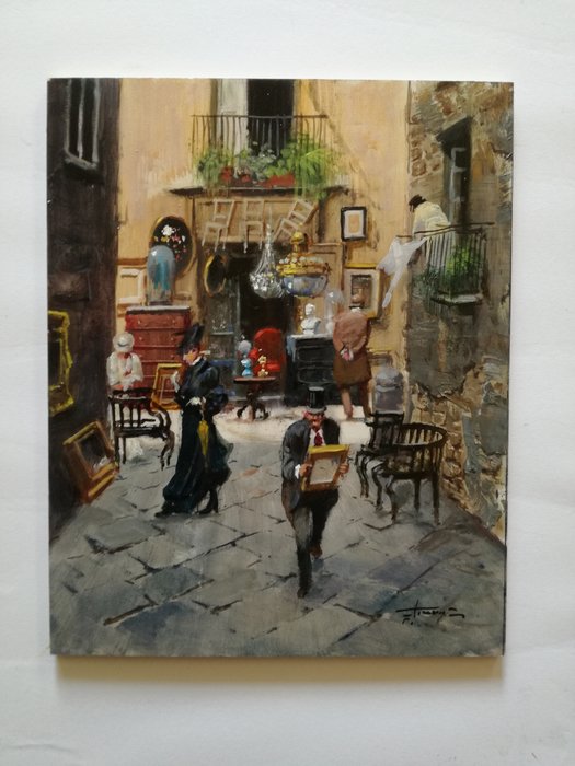 Francesco Tammaro (1939) - Dall'antiquario, scena popolare a Napoli - NO RESERVE