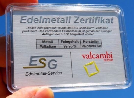 1 gram - Palladium - Valcambi - i en flip blister  (Ingen mindstepris)