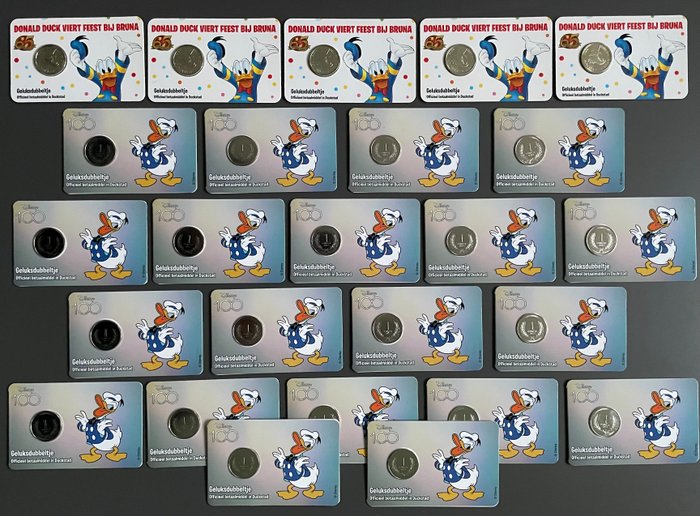 Holland. Coin Card 2023 65 jaar Donald Duck en 100 jaar Disney (25 stuks)  (Ingen mindstepris)