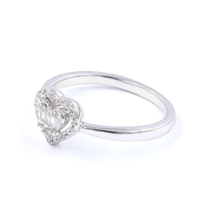 Ingen mindstepris - Ring - 14 karat Hvidguld -  0.14ct. tw. Diamant (Natur)