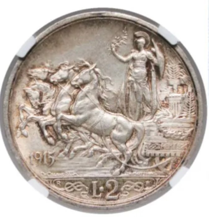 Italien. Vittorio Emanuele III. 2 Lire 1915 / R - NGC MS 63