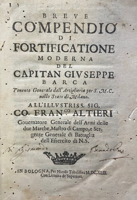 Barca, G. - Breve compendio di fortificazione moderna - 1643