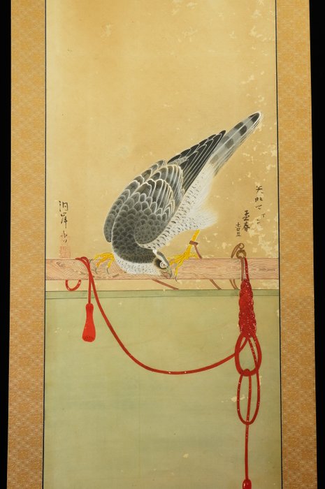 Hawk on pole - ca 1800-1900s (Late Edo / Meiji) - Dogan 洞岸 - Japan - Sene Edo-periode  (Ingen mindstepris)