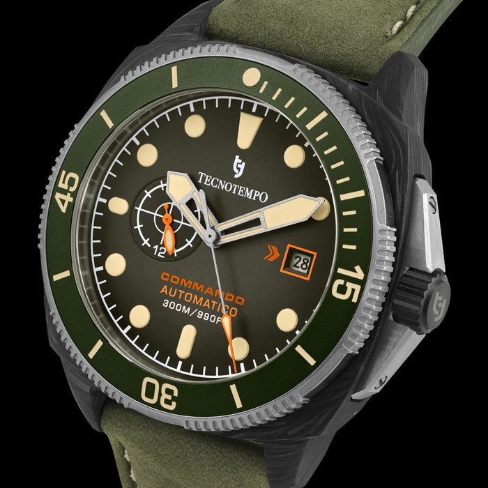 Tecnotempo - "Commando" Forged Carbon  Titanium - Automatic - TT.300CT.GR (Leather strap) - Mænd - 2011-nu