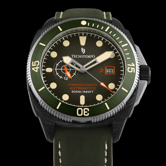 Tecnotempo - "Commando" Forged Carbon  Titanium - Automatic - TT.300CT.GR (Leather strap) - Mænd - 2011-nu