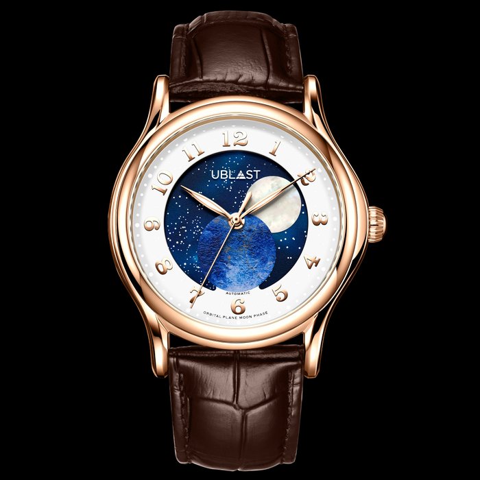 Ublast - Orbital Plane - Automatic Moon Phase - REF.UBORPL42GDWH - Limited Edition + Watch Winder - Mænd - Ny