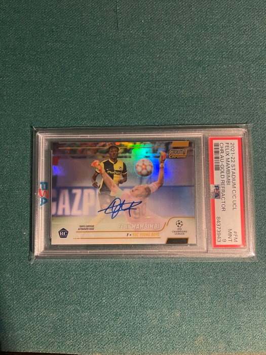 2021/22 - Topps - Stadium Club Chrome UCL - Felix Mambimbi - Chrome Auto - Gold Refractor 50/50 - 1 Graded card - PSA 9