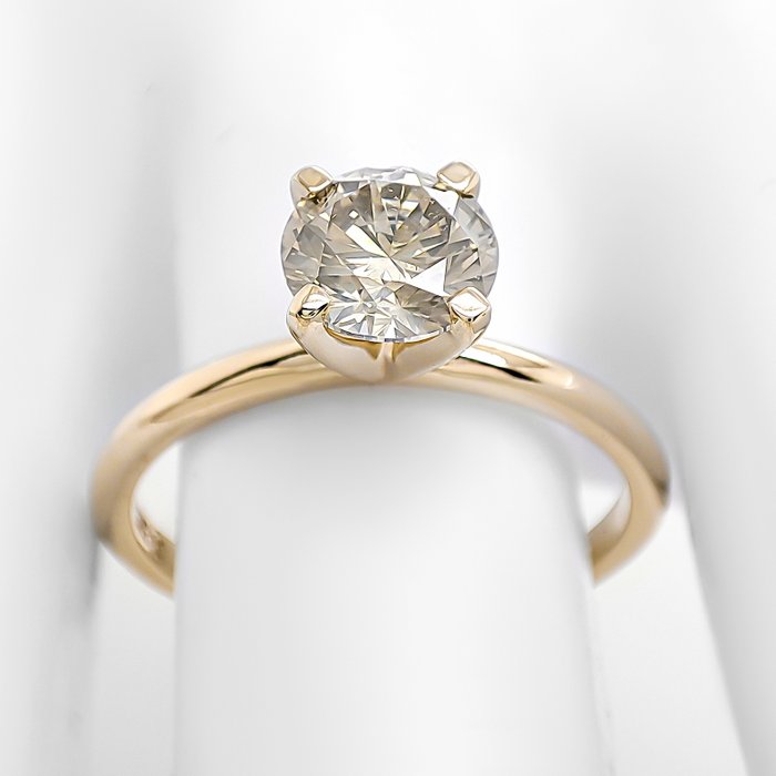 Ring - 14 karat Gulguld -  1.06ct. tw. Grå Diamant (Naturfarvet)