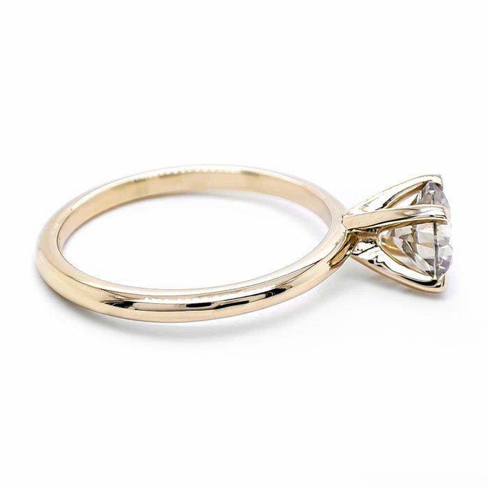 Ring - 14 karat Gulguld -  1.06ct. tw. Grå Diamant (Naturfarvet)