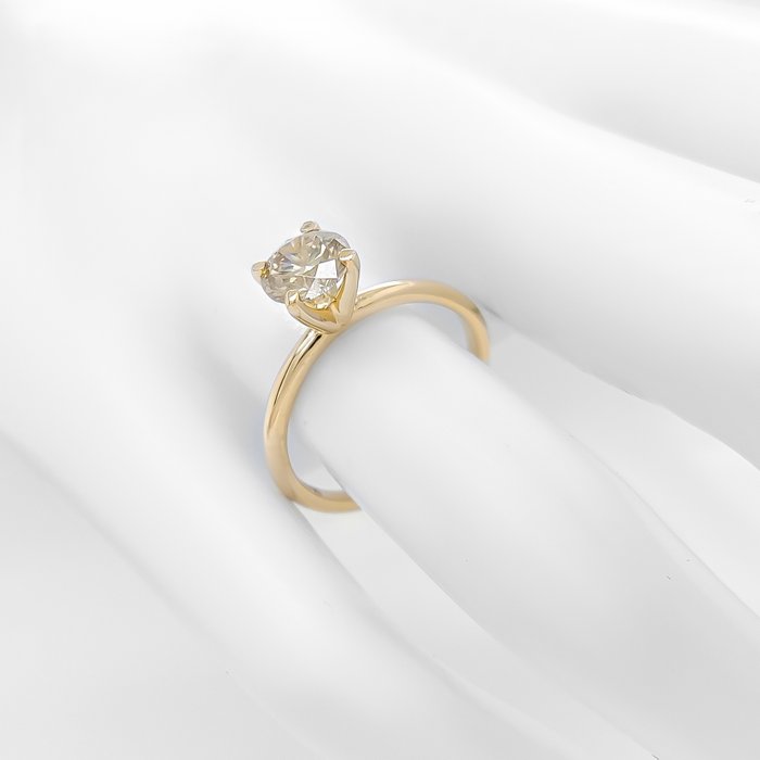 Ring - 14 karat Gulguld -  1.06ct. tw. Grå Diamant (Naturfarvet)