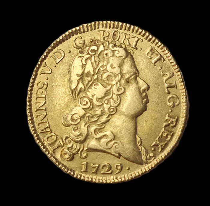 Portugal. D. João V (1706-1750). Meia Peça (3.200 Reis) 1729 - Lisboa - Escudo do 7º Tipo -  Muito Rara