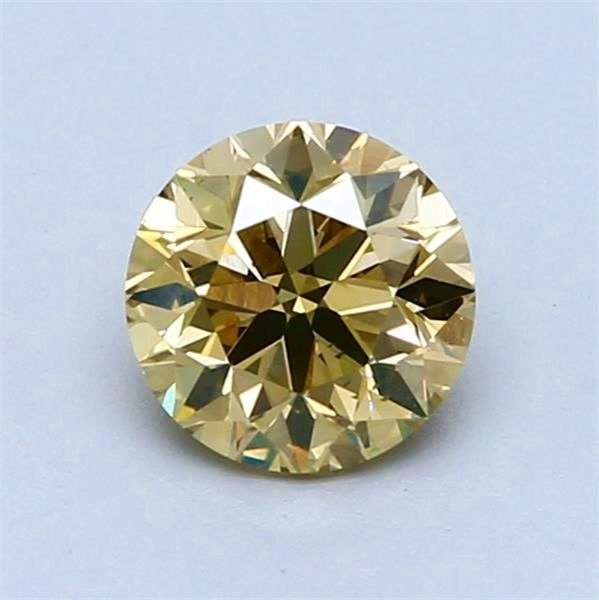 Ingen mindstepris - 1 pcs Diamant  (Naturfarvet)  - 1.01 ct - Rund - Fancy Brunlig Gul - SI1 - Gemological Institute of America (GIA)