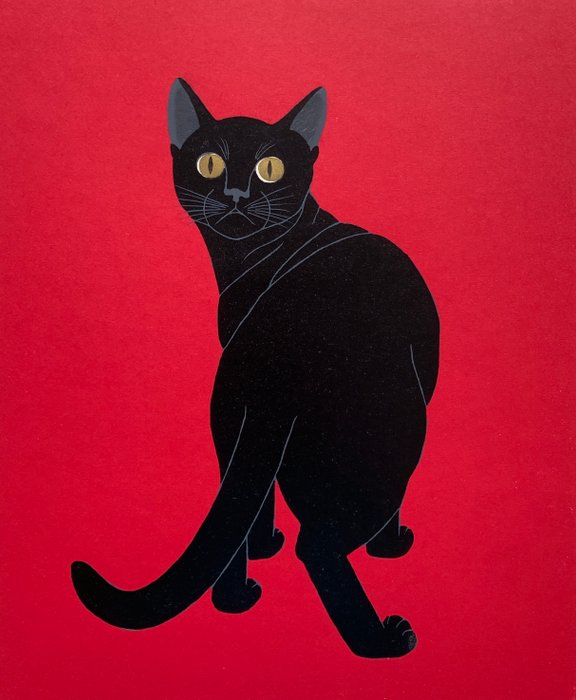 "Looking Back Black cat" - Ed 116/120 - 2004 SOLD OUT BY ARTIST - Nishida Tadashige (b 1942) - Japan