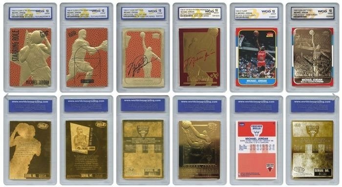 1996/97 Skybox -  Michael Jordan - 6x 23KT Gold Cards - WCG 10 GEM MINT USA Basketball - 6 Card - Næsten så god som ny (NM)