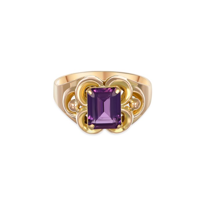 Ring - 18 kraat Gulguld -  2.00ct. tw. Ametyst