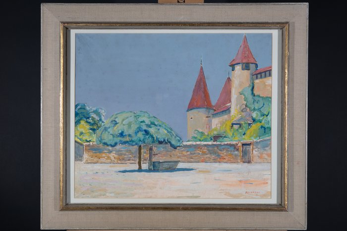 Dirk Filarski (1885-1964) - Plein Voor een Kasteel (no reserve)