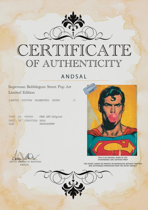 Andrea Di Martino ANDSAL 1991 - Superman Bubblegum Street Pop Art Limited Edition