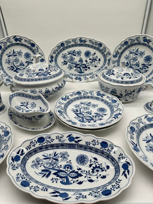 Hutschenreuther Zwiebelmuster Essservice 14-teilig - Vintage Porzellan set - Middagstallerken (13) - Porcelæn