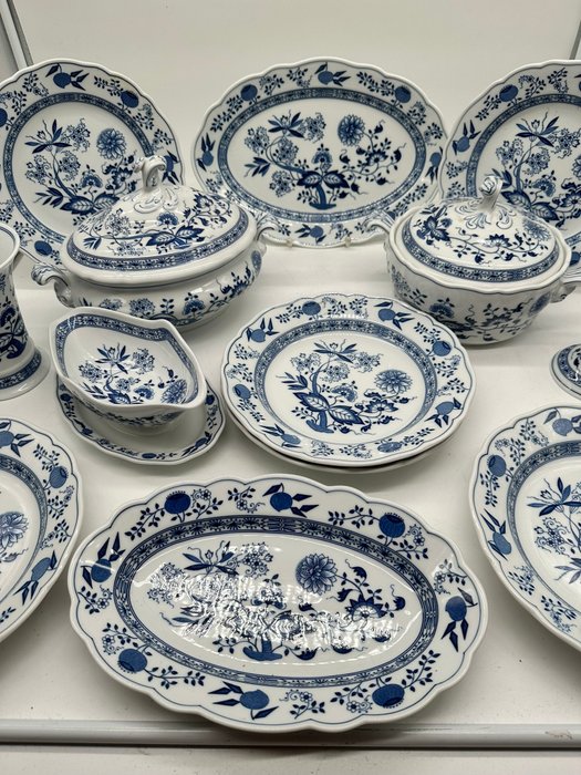 Hutschenreuther Zwiebelmuster Essservice 14-teilig - Vintage Porzellan set - Middagstallerken (13) - Porcelæn