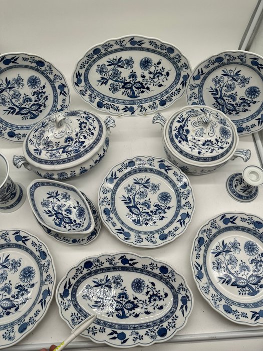 Hutschenreuther Zwiebelmuster Essservice 14-teilig - Vintage Porzellan set - Middagstallerken (13) - Porcelæn