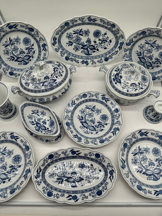 Hutschenreuther Zwiebelmuster Essservice 14-teilig - Vintage Porzellan set - Middagstallerken (13) - Porcelæn