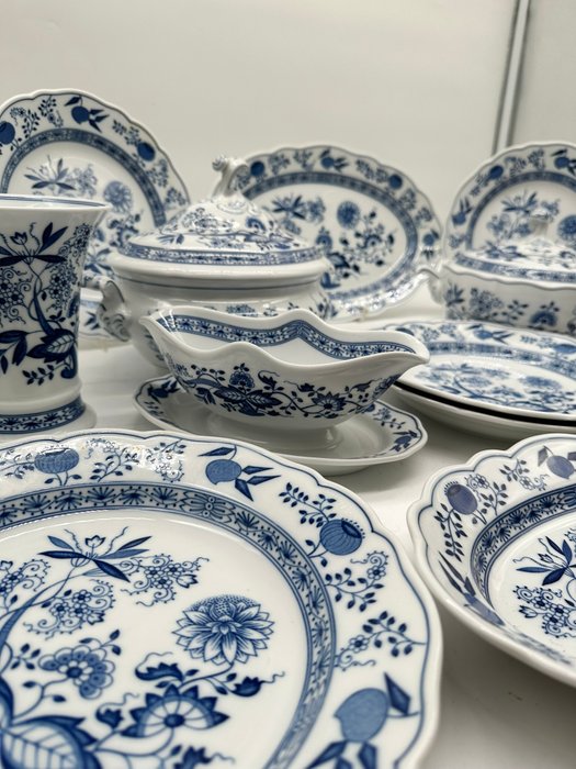 Hutschenreuther Zwiebelmuster Essservice 14-teilig - Vintage Porzellan set - Middagstallerken (13) - Porcelæn