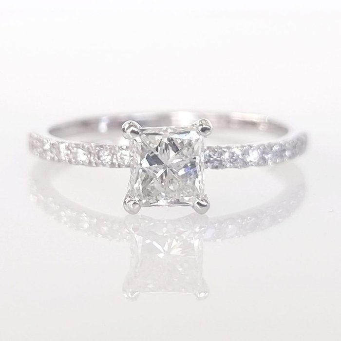 Forlovelsesring - 14 karat Hvidguld -  094ct tw Diamant (Natur)