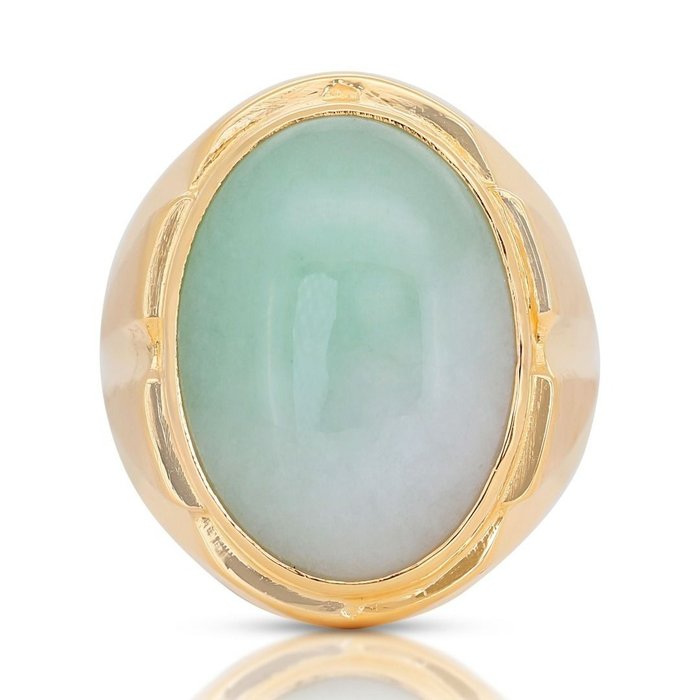 Ring - 18 kraat Gulguld -  1845ct tw Jade