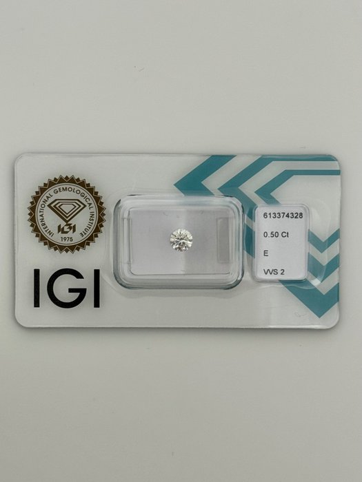 1 pcs Diamant  (Natur)  - 0.50 ct - Rund - E - VVS2 - International Gemological Institute (IGI) - *3EX* *INGEN* *IDEAL*